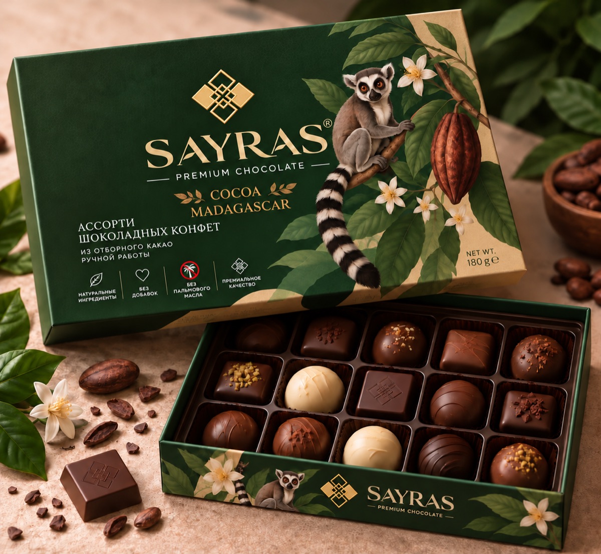 SAYRAS Madagascar — ассорти конфет SAYRAS Madagascar — ассорти конфет — демонстрационная упаковка
